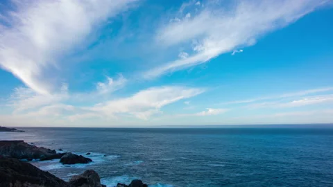 Time Lapse - Beautiful clouds moving over Pacific Coast Stock Footage 166430817