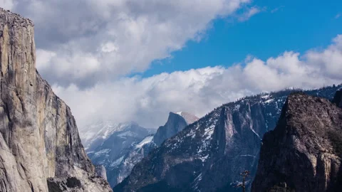 Time Lapse - Beautiful Clouds Moving Over Yosemite National Park Valley Stock Footage 248917198