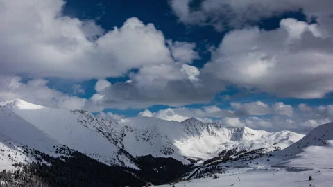 Time Lapse - Beautiful Clouds Moving over Snowcapped Mountains Video stock 248917859