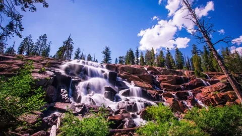 Time Lapse -  Beautiful Clouds over Waterfall in a Sunny Day - 4K Stock Footage 82568860