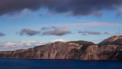 Time lapse - Beautiful Clouds over the mountain range in Crater Lake Stock Footage 164615770