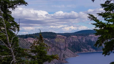 Time lapse - Beautiful Clouds over the mountain range in Crater Lake Stock Footage 165177062