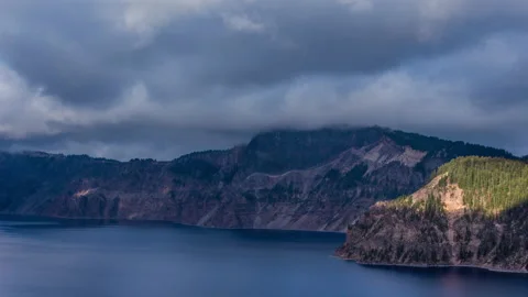 Time lapse - Beautiful Clouds over the mountain range in Crater Lake Stock Footage 166426749