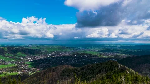 Time lapse of beautiful clouds rolling over Zakopane town in Polish Tatra mou Stock Footage 196210022