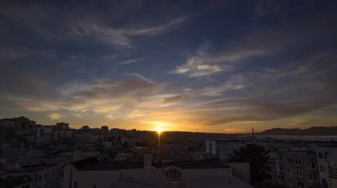 Time Lapse - Beautiful clouds at sunset over San Francisco bay 動画素材 48337847