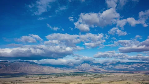 Time Lapse - Beautiful cloudscape moving over mountain range and the valley Stock Footage 197100559