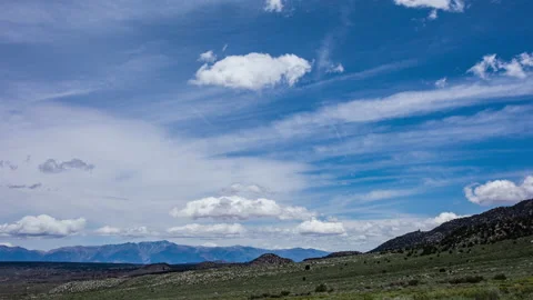 Time Lapse - Beautiful cloudscape moving over mountain range and the valley Stock Footage 197101189