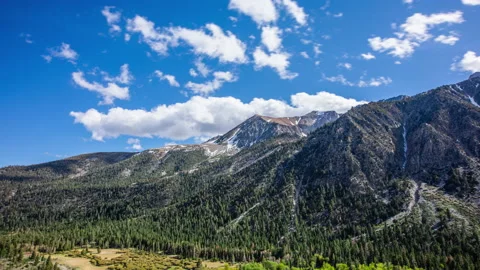 Time Lapse - Beautiful cloudscape moving over mountain range and the valley Stock Footage 197101805