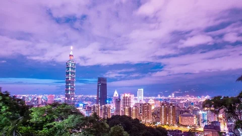 Time Lapse - Beautiful Cloudscape Over the Skyline of Taipei, Taiwan - 4K Stock Footage 76923085