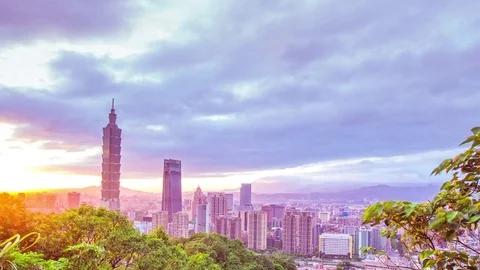 Time Lapse - Beautiful Cloudscape Over Taipei, Taiwan at Sunset - 4K Vídeos de archivo 80459267