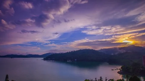 Time Lapse - Beautiful Cloudscape of Sun Moon Lake, Taiwan 4K Stock Footage 76923481