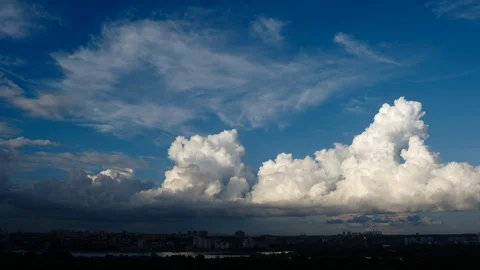 TIME-LAPSE: Beautiful Cumulus clouds in the evening over Novosibirsk, Russia Stock Footage 91621233