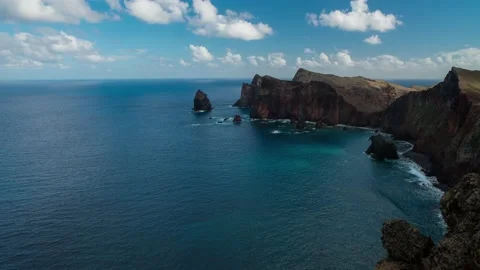 Time Lapse - Beautiful day on cliff and incredible seascape Video stock 141429434