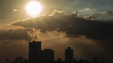 Time-Lapse of Beautiful dramatic sky with cloud cumulus on Cityscape Stock Footage 256627949