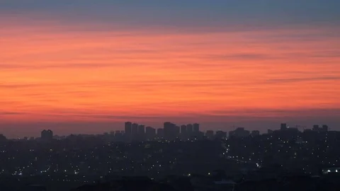 Time lapse beautiful glowing sunset over city Stock Footage 79267315