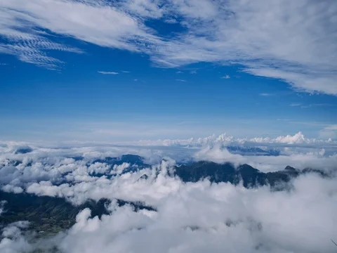Time Lapse Beautiful Mist and Cloudscape Over  The Mountain at Phu Chee Pha. Stock Footage 75807220