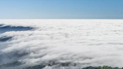 Time lapse beautiful mist flowing on valley (pan shot) Stock Footage 33782336