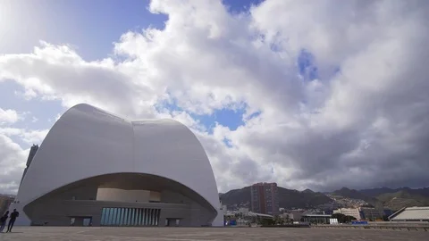Time lapse beautiful modern spanish building Auditorio de Tenerife Видео 116124926