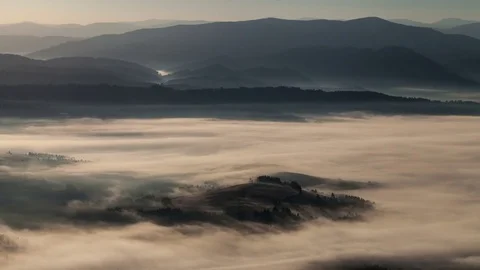 Time lapse beautiful mountain landscape sunrise and fog in the mountains Stock Footage 75810278