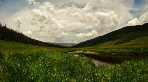 Time Lapse Beautiful Mountain Valley Stream Stock Footage 40464207
