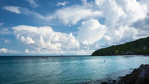 Time lapse : Beautiful nice white sand beach Stock Footage 90742353