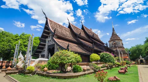 Time lapse beautiful old temple and nice sky of thailand Stock Footage 25400601