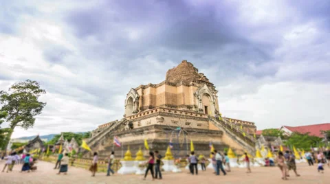 Time lapse beautiful old temple day to night time of thailand Stock Footage 27418362