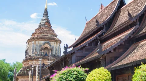 Time lapse beautiful old temple and nice sky of thailand Stock Footage 28790225