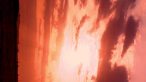 Time Lapse Beautiful Orange Red Fire Sky Sun Rays Sun Glare Clouds at Sunset in  Stock Footage 249752337