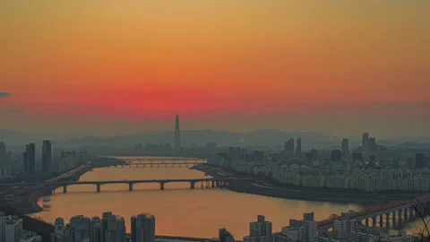 Time lapse beautiful  orange sky before sunrise Stock Footage 133843579