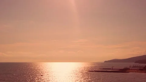 Time Lapse of Beautiful Orange Sunset over the Sea on the Coast Colorful Sky Clo Video stock 252120176