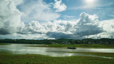 Time-lapse beautiful sky, clouds flowing through mountains. Stock Footage 156945533
