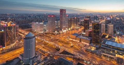 Time Lapse - Beautiful skyline in beijing at sunset Stock Footage 125436639