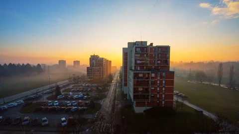Time Lapse of beautiful sunrise over the city Stock Footage 115073769