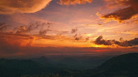 Time lapse of a beautiful sunset above the jungle rainforest in Stock Footage 120720430