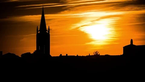 Time-lapse of beautiful sunset against the cathedral Stock Footage 83864110