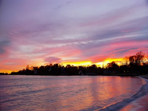 Time lapse of a beautiful sunset along the Long Island Sound in Branford, Stock Footage