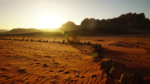 Time lapse of beautiful sunset in barren desert Stock Footage 66241429