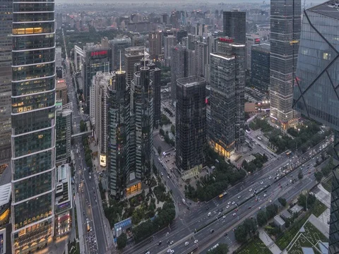 Time Lapse-beautiful sunset of Beijing skyline Stock Footage 76676367