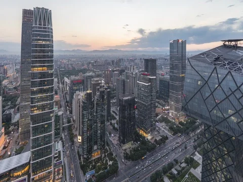 Time Lapse-beautiful sunset of Beijing skyline Stock Footage 76683692