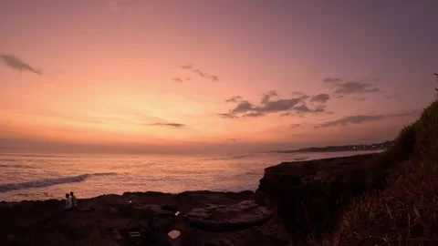 Time lapse. Beautiful sunset at Canggu beach in Bali, Indonesia Stock Footage 285001115