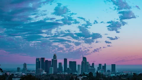 Time Lapse - Beautiful Sunset Clouds Above Downtown Los Angeles Stock Footage 234834245