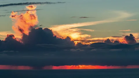 Time Lapse - Beautiful sunset clouds above Pacific Ocean Stock Footage 243542053