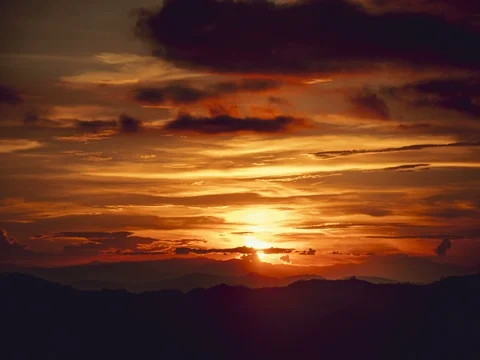 Time Lapse Beautiful Sunset Cloudscape Over The Mountain at Phu Chee Pha. Stock Footage 75807175