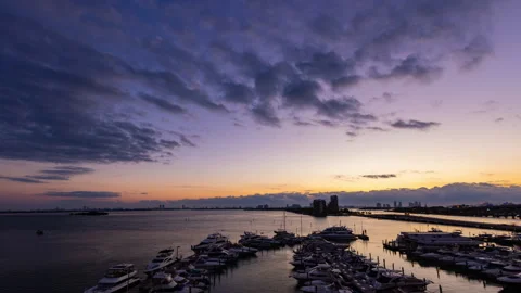 Time Lapse - Beautiful Sunset Cloudscape of Downtown Miami Skyline Stock Footage 243543721