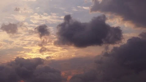 Time lapse beautiful sunset on the cloudy sky Stock Footage 80399373