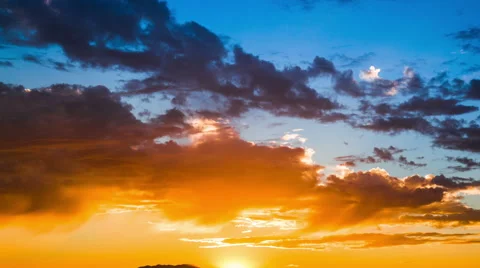 Time Lapse - Beautiful sunset with moving clouds Stock Footage 46489300