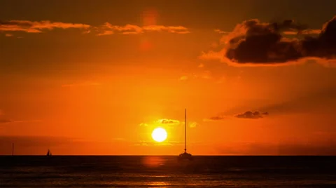 Time Lapse - Beautiful Sunset on the Ocean with Boats Stock Footage 60967873