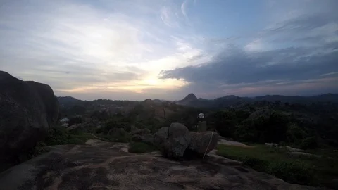 Time lapse of beautiful sunset over mountain landscape Stock Footage 91971393