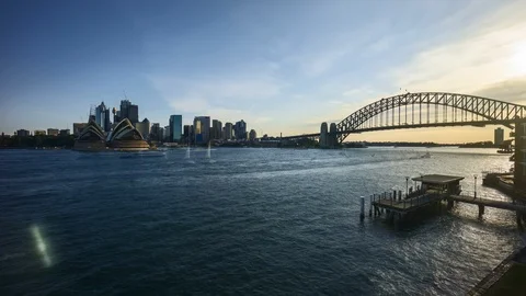Time lapse of beautiful sunset at Sydney city skyline. Stock Footage 98661939